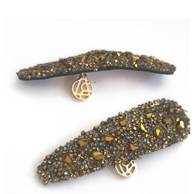 Balaboosté - Pair of black and gold hair clips