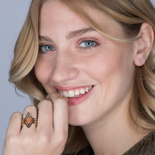 Balaboosté - Golden and orange multi-rows ring