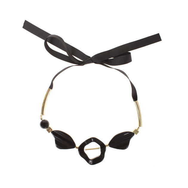 Balaboosté - Gold-tone necklace with black ribbon