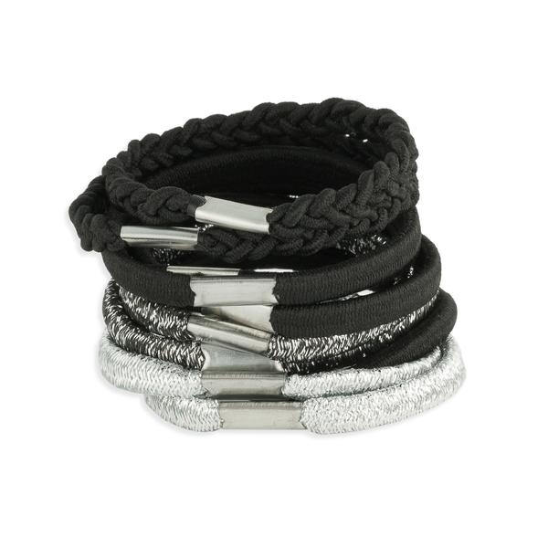 Balaboosté - Pack of 10 black and silver hair tie set